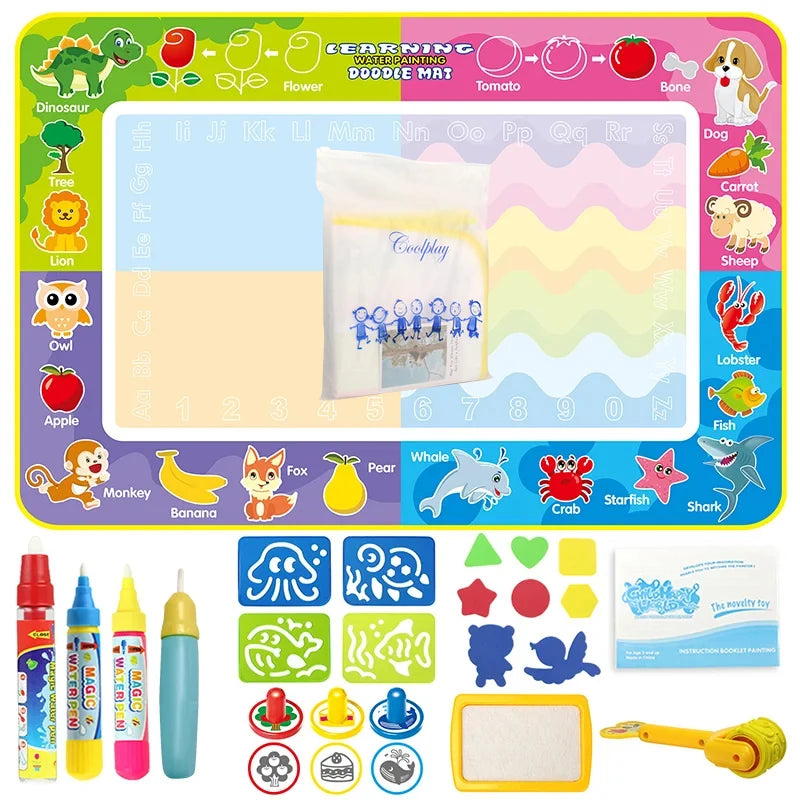 100x80CM Magic Water Drawing Mat – uudelleenkäytettävä Doodle Board Montessori Educational Lelu lapsille