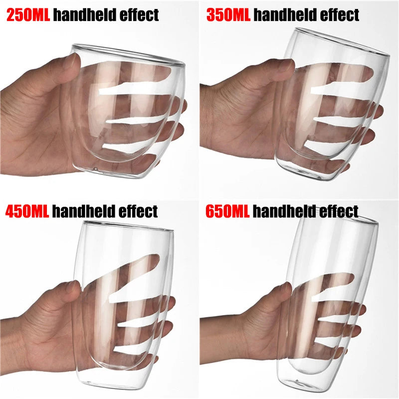 2-18PCS Double Wall High Borosilicate Lasimukit – Kuumuutta kestävät tee-, kahvi-, maito- ja mehukupit, Creative Bar Drinkware -lahjasarja