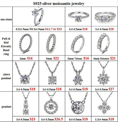 0,1ct 3mm D VVS Moissanite Full Eternity Band Ring – 925 Sterling Silver Engagement & Party Jewels for Women