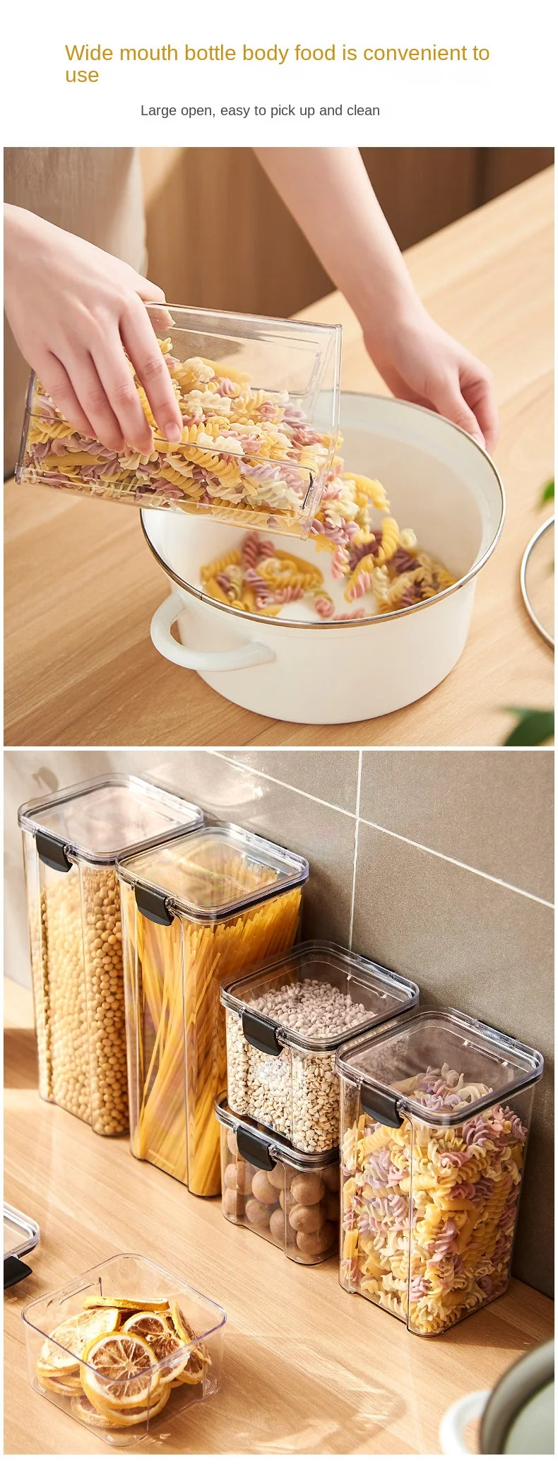 1PC ilmatiivis tiivistetty säilytyspurkki – muovijyvää, pastaa ja maustepakkausta Moisture-Proof Kitchen Organisator Box