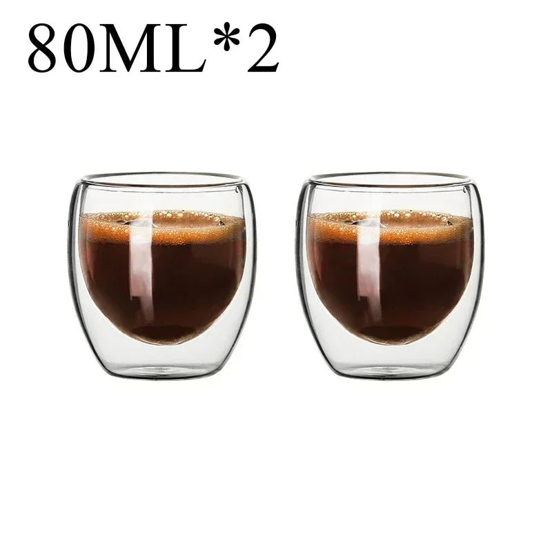 2-18PCS Double Wall High Borosilicate Lasimukit – Kuumuutta kestävät tee-, kahvi-, maito- ja mehukupit, Creative Bar Drinkware -lahjasarja