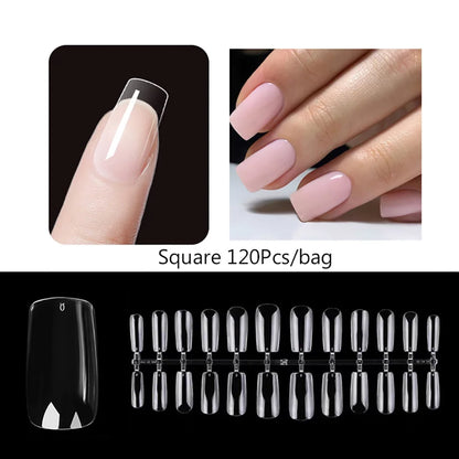 120PCS Matte Press-On Nail Tips – Soft Full-Cover Oval Almond False Nails for DIY Manicure