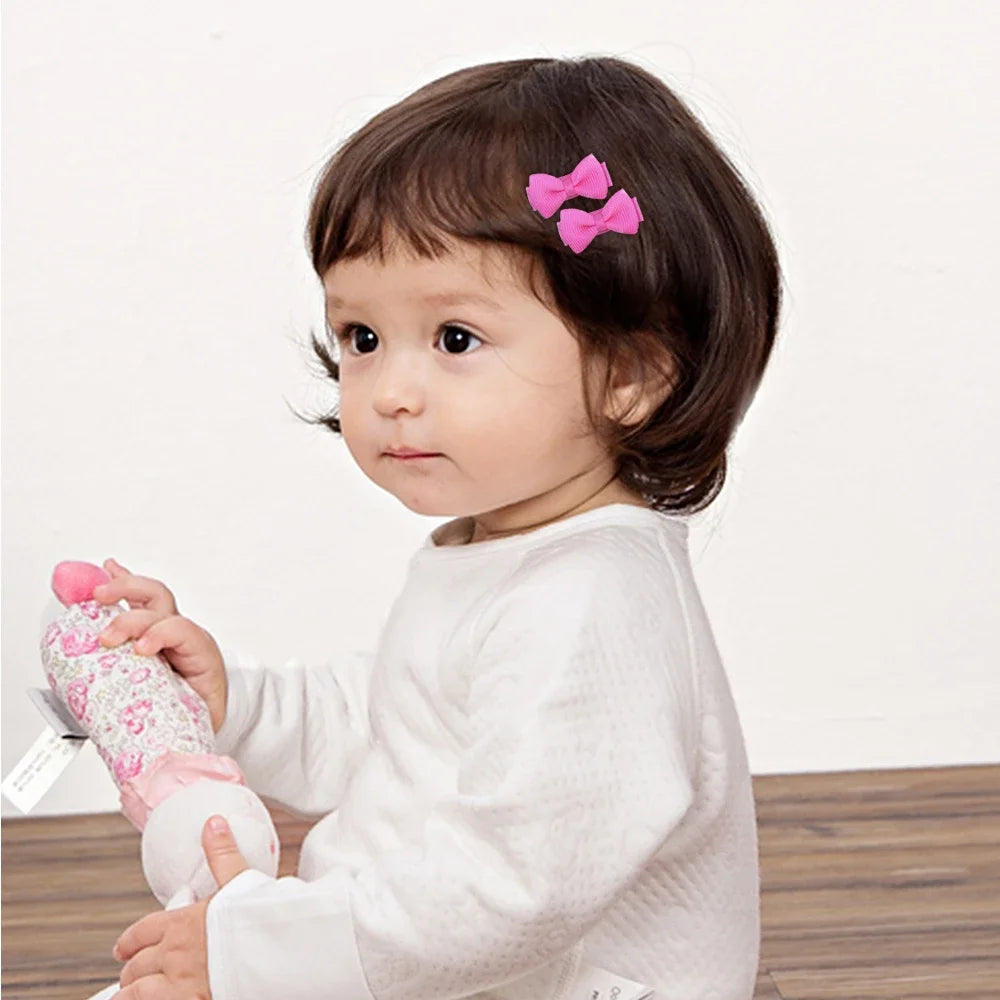1.2 Inches Mini Hair Bows with Clip – Solid Colors Hair Grips for Kids & Baby Girl