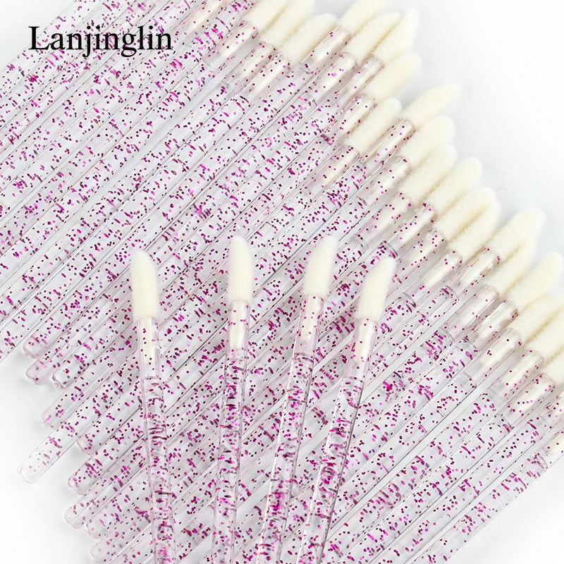 Lanjinglin 5/50 kpl Kertakäyttöiset huuliharjameikkiharjat – Lipstick Aplicator Wands & Eyelash Extension Tool, Professional Beauty Accessories