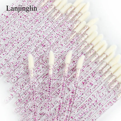 Lanjinglin 5/50 kpl Kertakäyttöiset huuliharjameikkiharjat – Lipstick Aplicator Wands & Eyelash Extension Tool, Professional Beauty Accessories