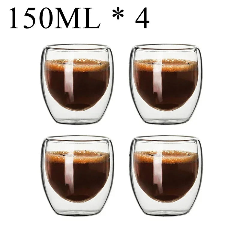 2-18PCS Double Wall High Borosilicate Lasimukit – Kuumuutta kestävät tee-, kahvi-, maito- ja mehukupit, Creative Bar Drinkware -lahjasarja
