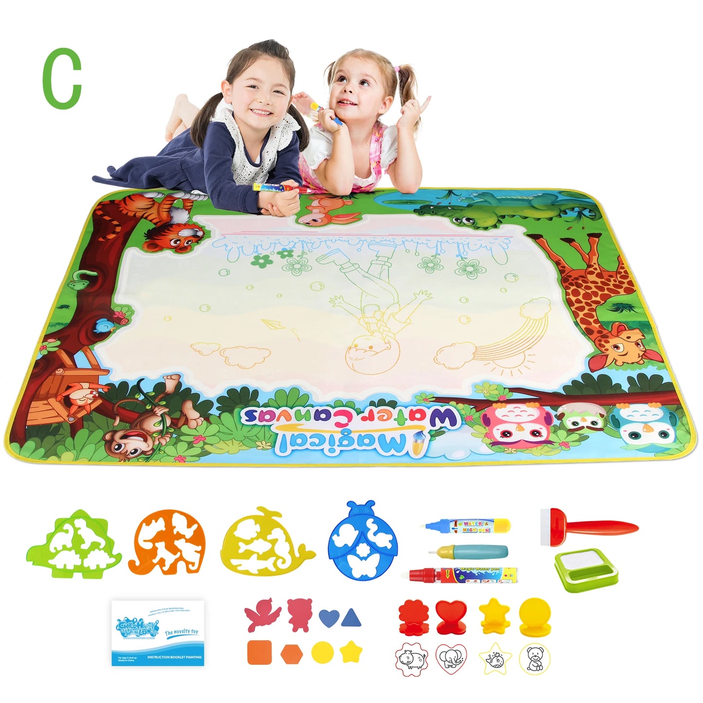 100x80CM Magic Water Drawing Mat – uudelleenkäytettävä Doodle Board Montessori Educational Lelu lapsille