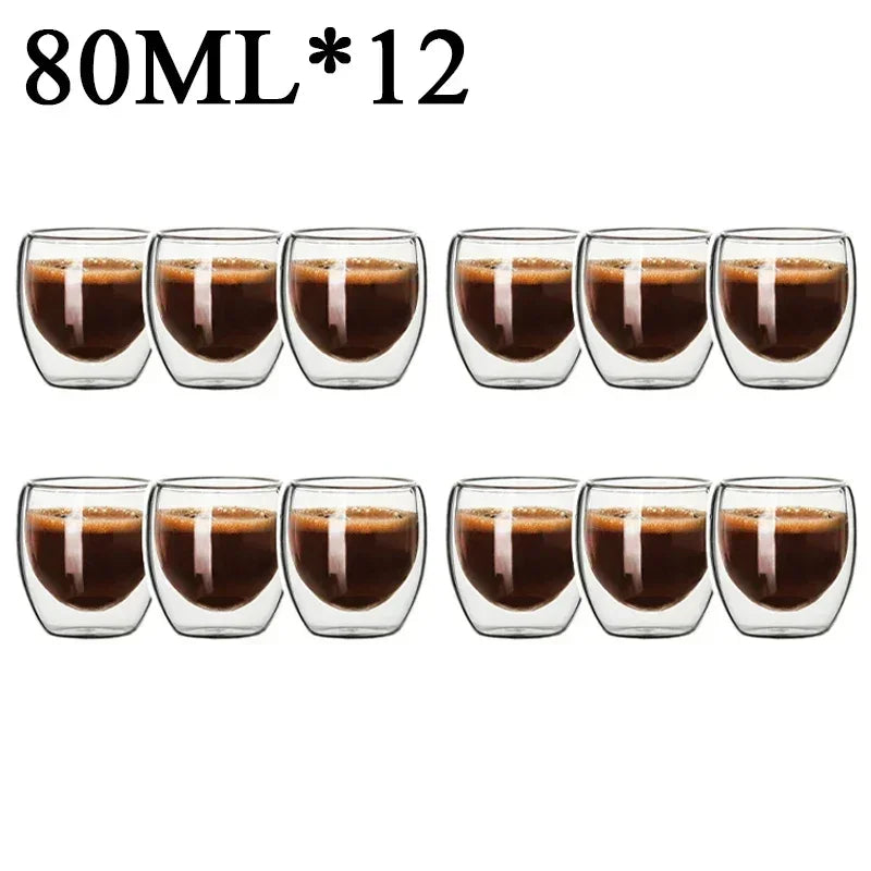 2-18PCS Double Wall High Borosilicate Lasimukit – Kuumuutta kestävät tee-, kahvi-, maito- ja mehukupit, Creative Bar Drinkware -lahjasarja