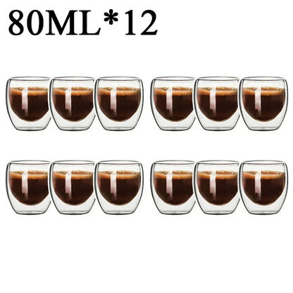 2-18PCS Double Wall High Borosilicate Lasimukit – Kuumuutta kestävät tee-, kahvi-, maito- ja mehukupit, Creative Bar Drinkware -lahjasarja