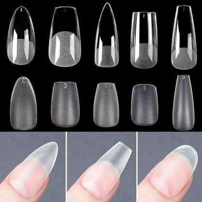 120PCS Matte Press-On Nail Tips – Soft Full-Cover Oval Almond False Nails for DIY Manicure