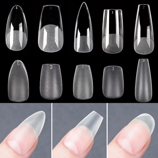 120PCS Matte Press-on Nail Tips – Soft Full-Cover Oval Almond Fed Nails for DIY Manicure
