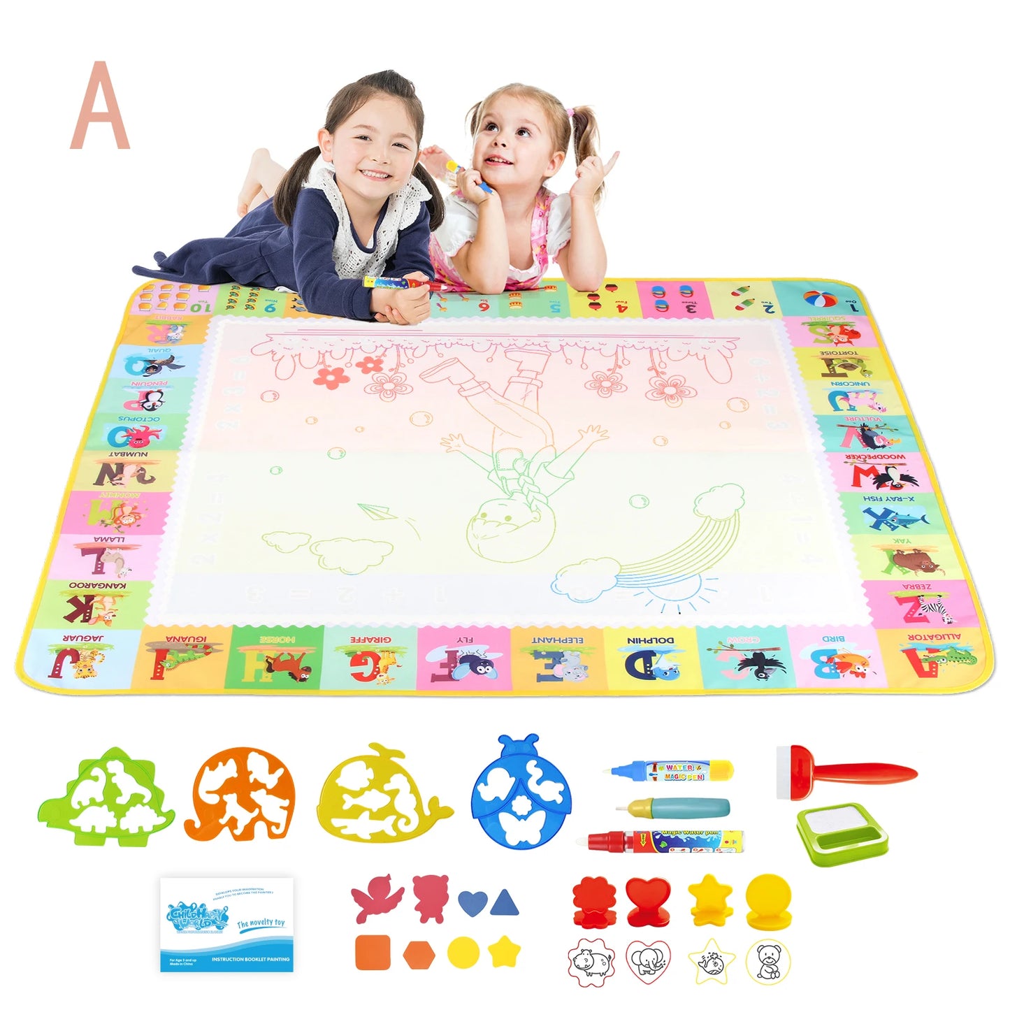 100x80CM Magic Water Drawing Mat – uudelleenkäytettävä Doodle Board Montessori Educational Lelu lapsille