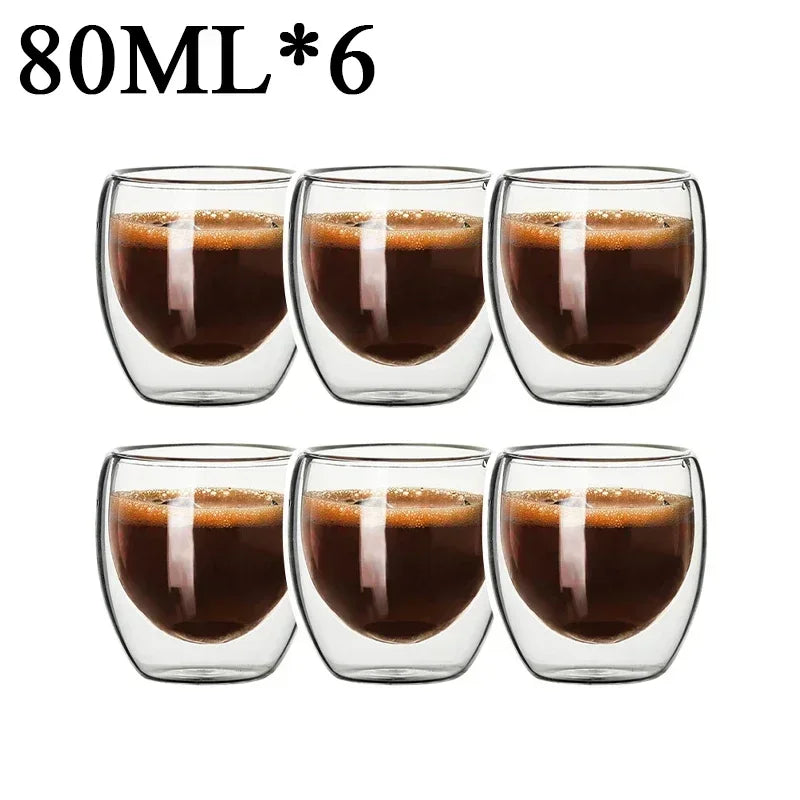 2-18PCS Double Wall High Borosilicate Lasimukit – Kuumuutta kestävät tee-, kahvi-, maito- ja mehukupit, Creative Bar Drinkware -lahjasarja