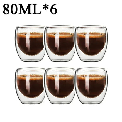 2-18PCS Double Wall High Borosilicate Lasimukit – Kuumuutta kestävät tee-, kahvi-, maito- ja mehukupit, Creative Bar Drinkware -lahjasarja