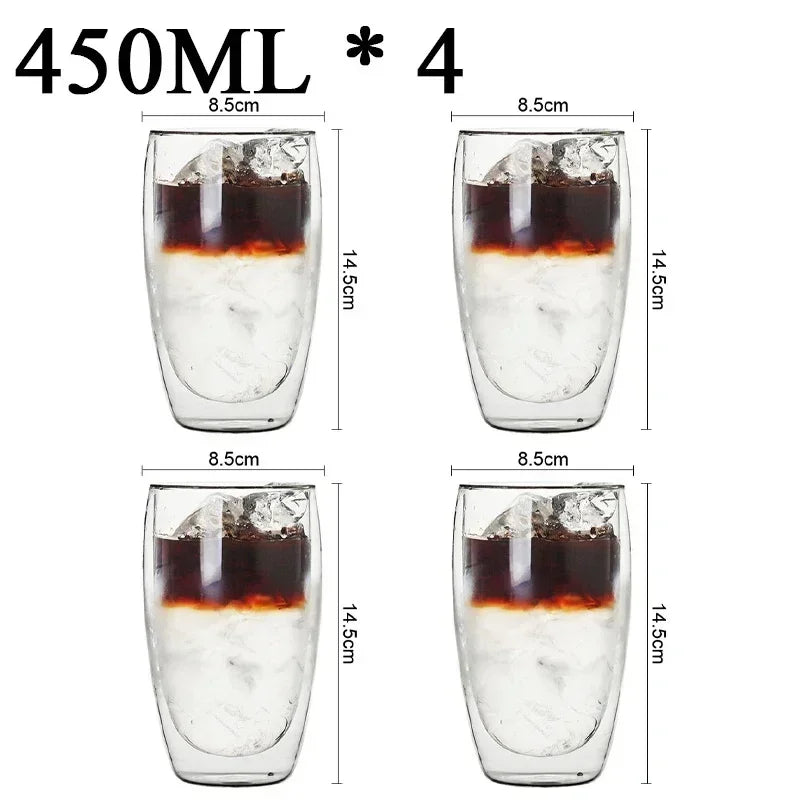 2-18PCS Double Wall High Borosilicate Lasimukit – Kuumuutta kestävät tee-, kahvi-, maito- ja mehukupit, Creative Bar Drinkware -lahjasarja