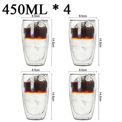 2-18PCS Double Wall High Borosilicate Lasimukit – Kuumuutta kestävät tee-, kahvi-, maito- ja mehukupit, Creative Bar Drinkware -lahjasarja