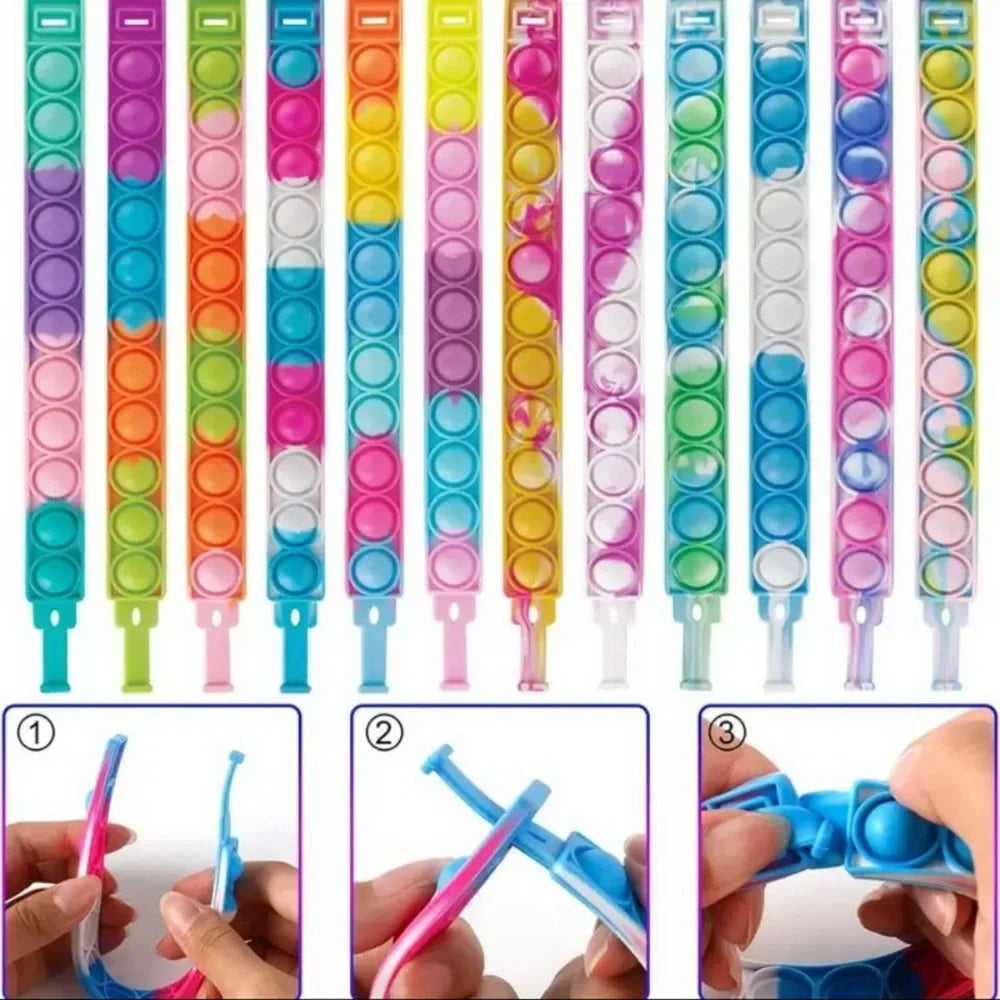 12/24/36PCS Silikonivärikäs kuplaranneke – Lasten juhlasuosikit, syntymäpäivälahjat, häämatkalaiset, karnevaalit ja lomarannekkeet