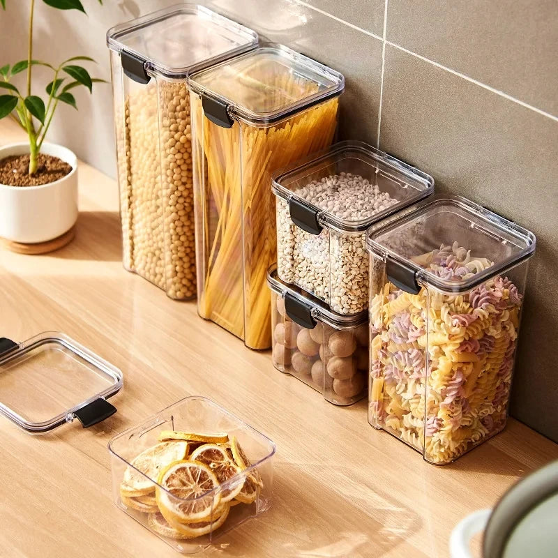 1PC ilmatiivis tiivistetty säilytyspurkki – muovijyvää, pastaa ja maustepakkausta Moisture-Proof Kitchen Organisator Box