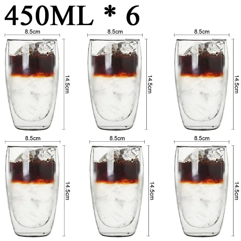 2-18PCS Double Wall High Borosilicate Lasimukit – Kuumuutta kestävät tee-, kahvi-, maito- ja mehukupit, Creative Bar Drinkware -lahjasarja