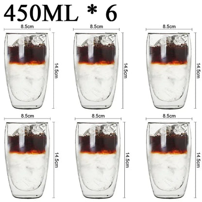 2-18PCS Double Wall High Borosilicate Lasimukit – Kuumuutta kestävät tee-, kahvi-, maito- ja mehukupit, Creative Bar Drinkware -lahjasarja