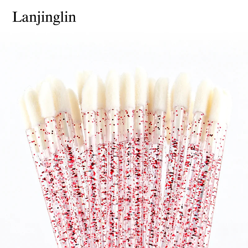 Lanjinglin 5/50 kpl Kertakäyttöiset huuliharjameikkiharjat – Lipstick Aplicator Wands & Eyelash Extension Tool, Professional Beauty Accessories