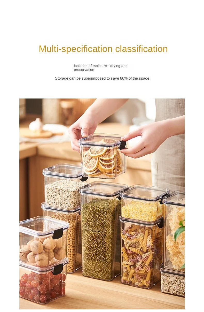 1PC ilmatiivis tiivistetty säilytyspurkki – muovijyvää, pastaa ja maustepakkausta Moisture-Proof Kitchen Organisator Box
