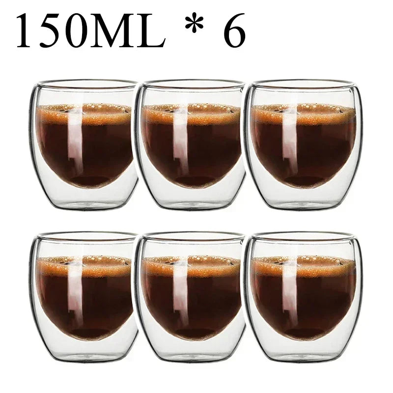 2-18PCS Double Wall High Borosilicate Lasimukit – Kuumuutta kestävät tee-, kahvi-, maito- ja mehukupit, Creative Bar Drinkware -lahjasarja