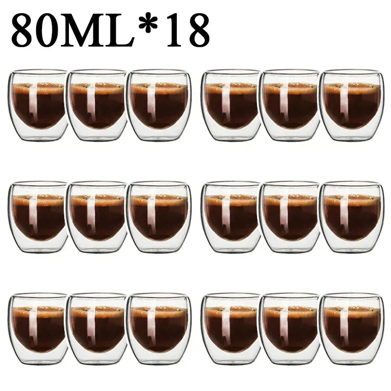 2-18PCS Double Wall High Borosilicate Lasimukit – Kuumuutta kestävät tee-, kahvi-, maito- ja mehukupit, Creative Bar Drinkware -lahjasarja