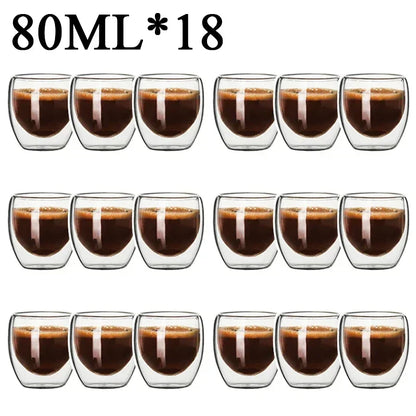2-18PCS Double Wall High Borosilicate Lasimukit – Kuumuutta kestävät tee-, kahvi-, maito- ja mehukupit, Creative Bar Drinkware -lahjasarja