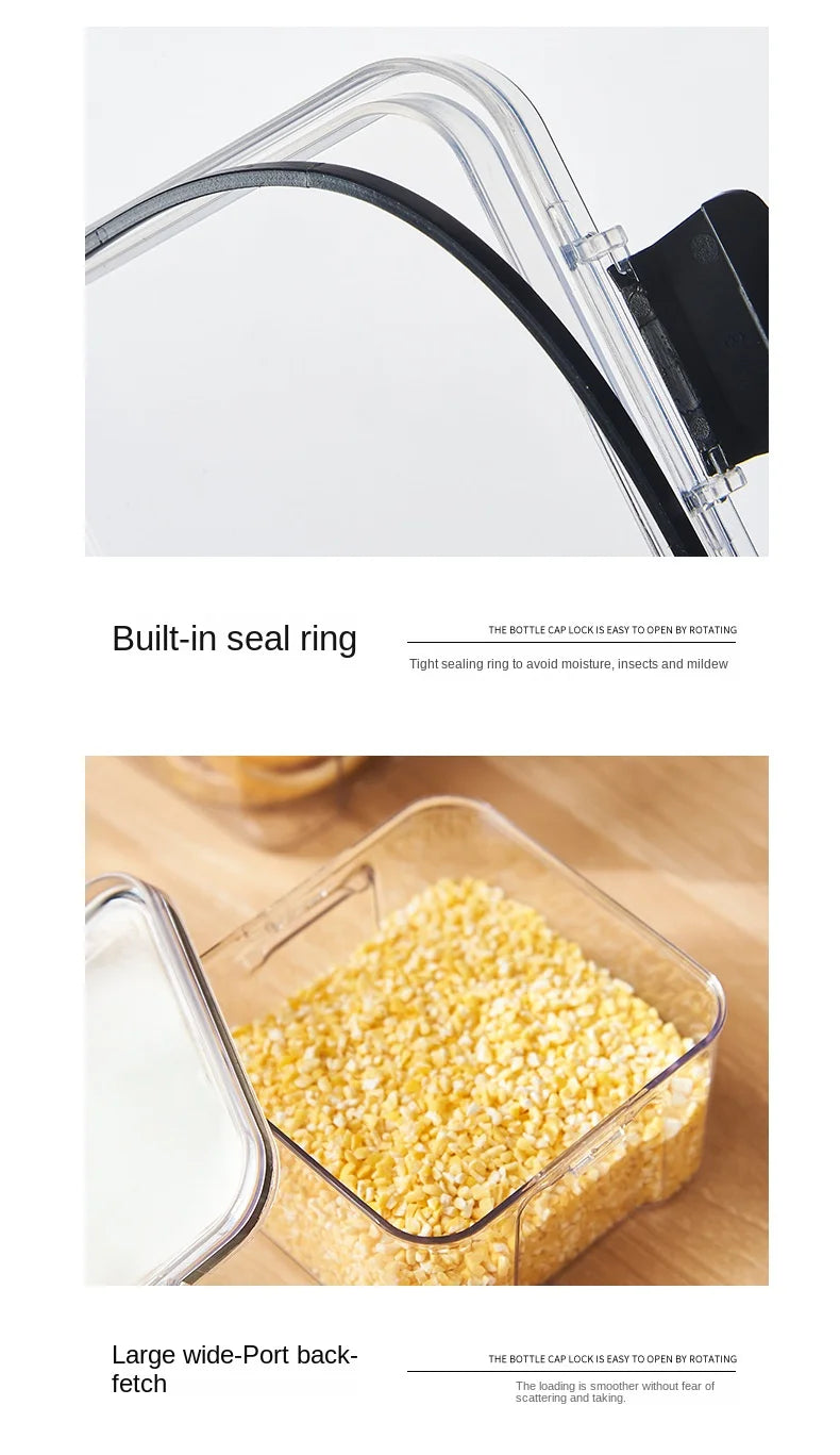 1PC ilmatiivis tiivistetty säilytyspurkki – muovijyvää, pastaa ja maustepakkausta Moisture-Proof Kitchen Organisator Box