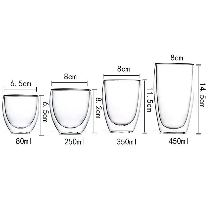 2-18PCS Double Wall High Borosilicate Lasimukit – Kuumuutta kestävät tee-, kahvi-, maito- ja mehukupit, Creative Bar Drinkware -lahjasarja