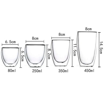 2-18PCS Double Wall High Borosilicate Lasimukit – Kuumuutta kestävät tee-, kahvi-, maito- ja mehukupit, Creative Bar Drinkware -lahjasarja