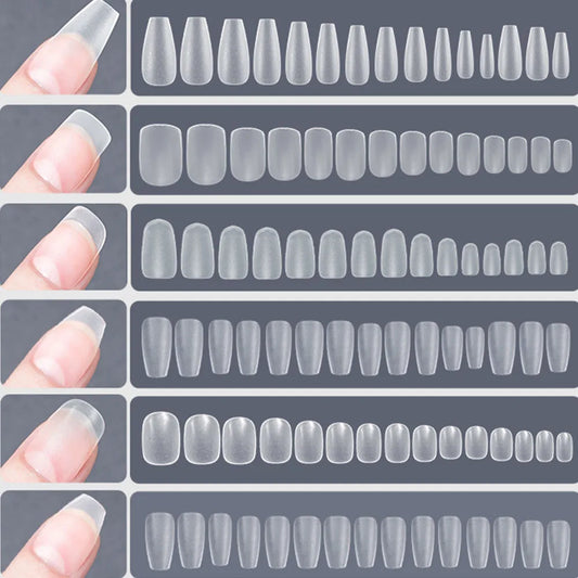 120PCS Matte Press-on Nail Tips – Soft Full-Cover Oval Almond Fed Nails for DIY Manicure