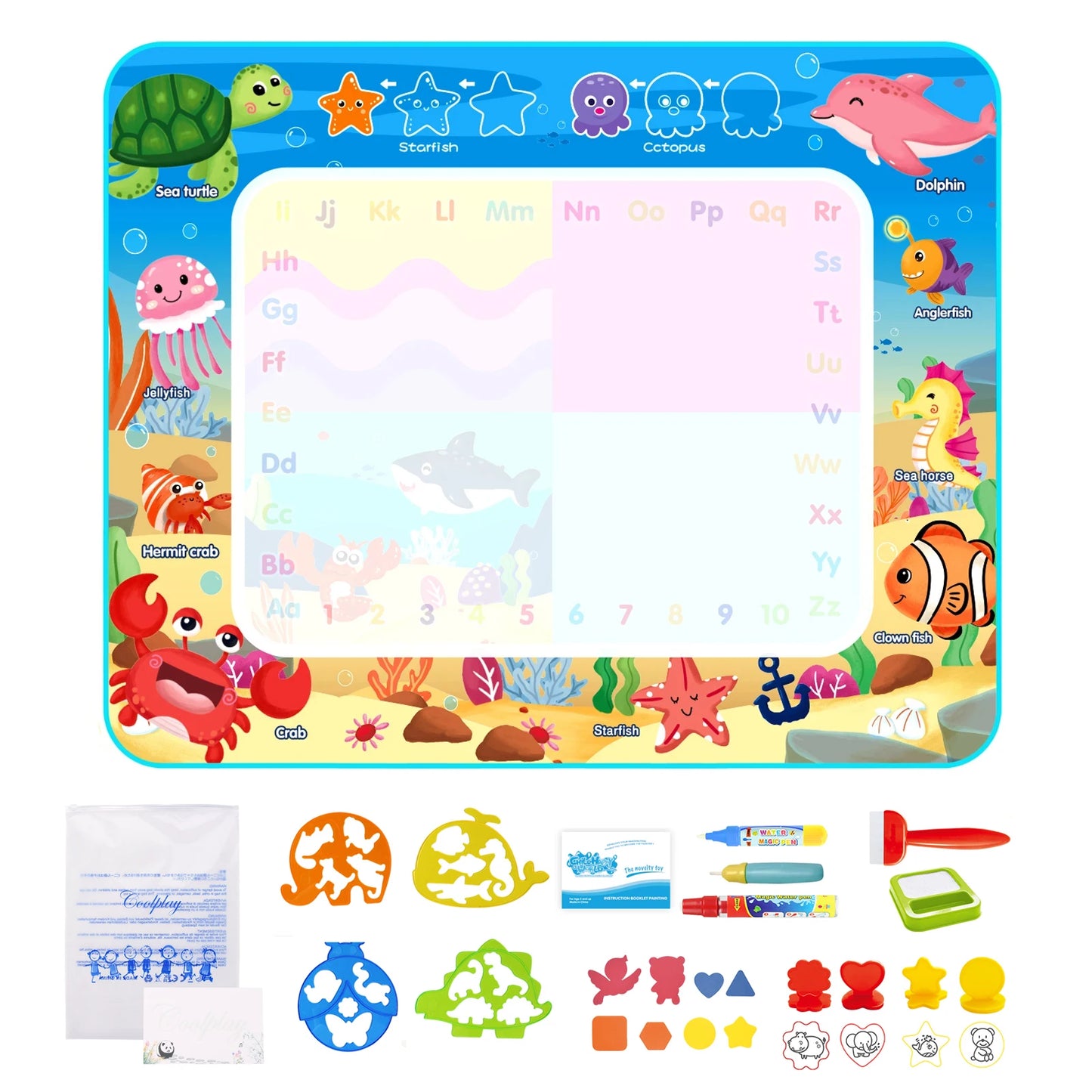 100x80CM Magic Water Drawing Mat – uudelleenkäytettävä Doodle Board Montessori Educational Lelu lapsille