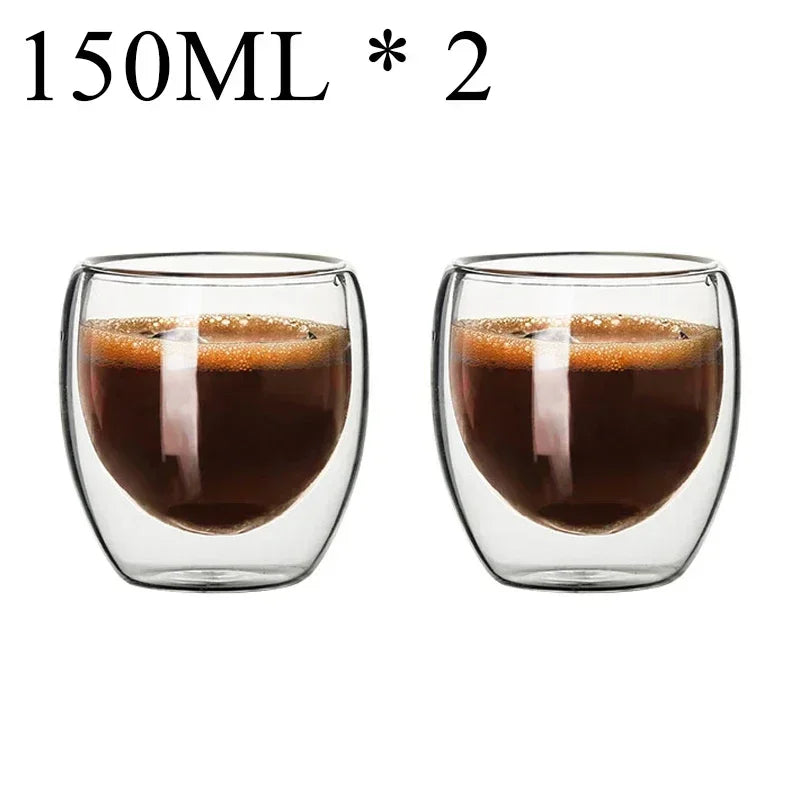 2-18PCS Double Wall High Borosilicate Lasimukit – Kuumuutta kestävät tee-, kahvi-, maito- ja mehukupit, Creative Bar Drinkware -lahjasarja