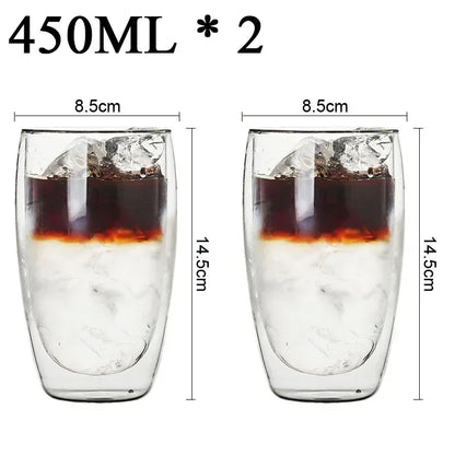 2-18PCS Double Wall High Borosilicate Lasimukit – Kuumuutta kestävät tee-, kahvi-, maito- ja mehukupit, Creative Bar Drinkware -lahjasarja