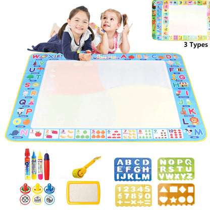 100x80CM Montessori Magic Drawing Board – Reusable Water Doodle Mat for Kids Educational Art & Pen Control Training