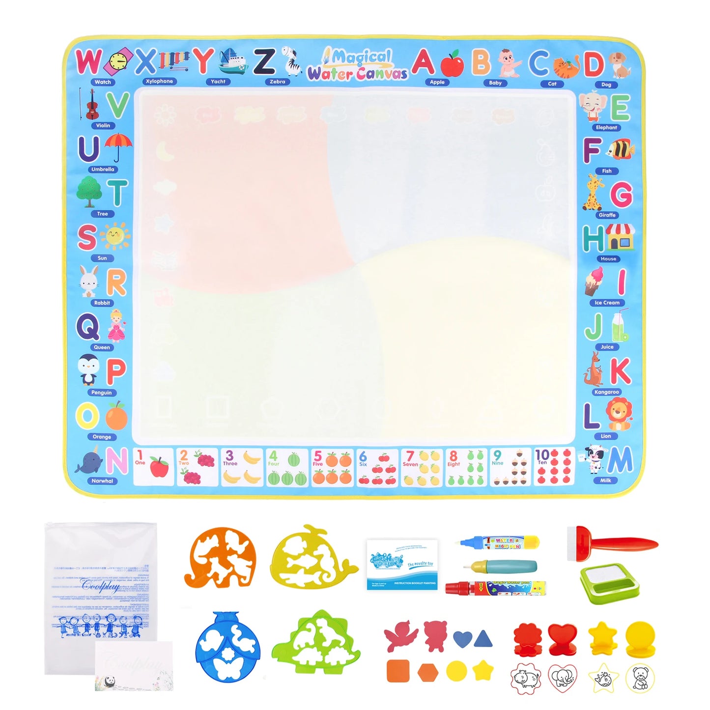 100x80CM Magic Water Drawing Mat – uudelleenkäytettävä Doodle Board Montessori Educational Lelu lapsille