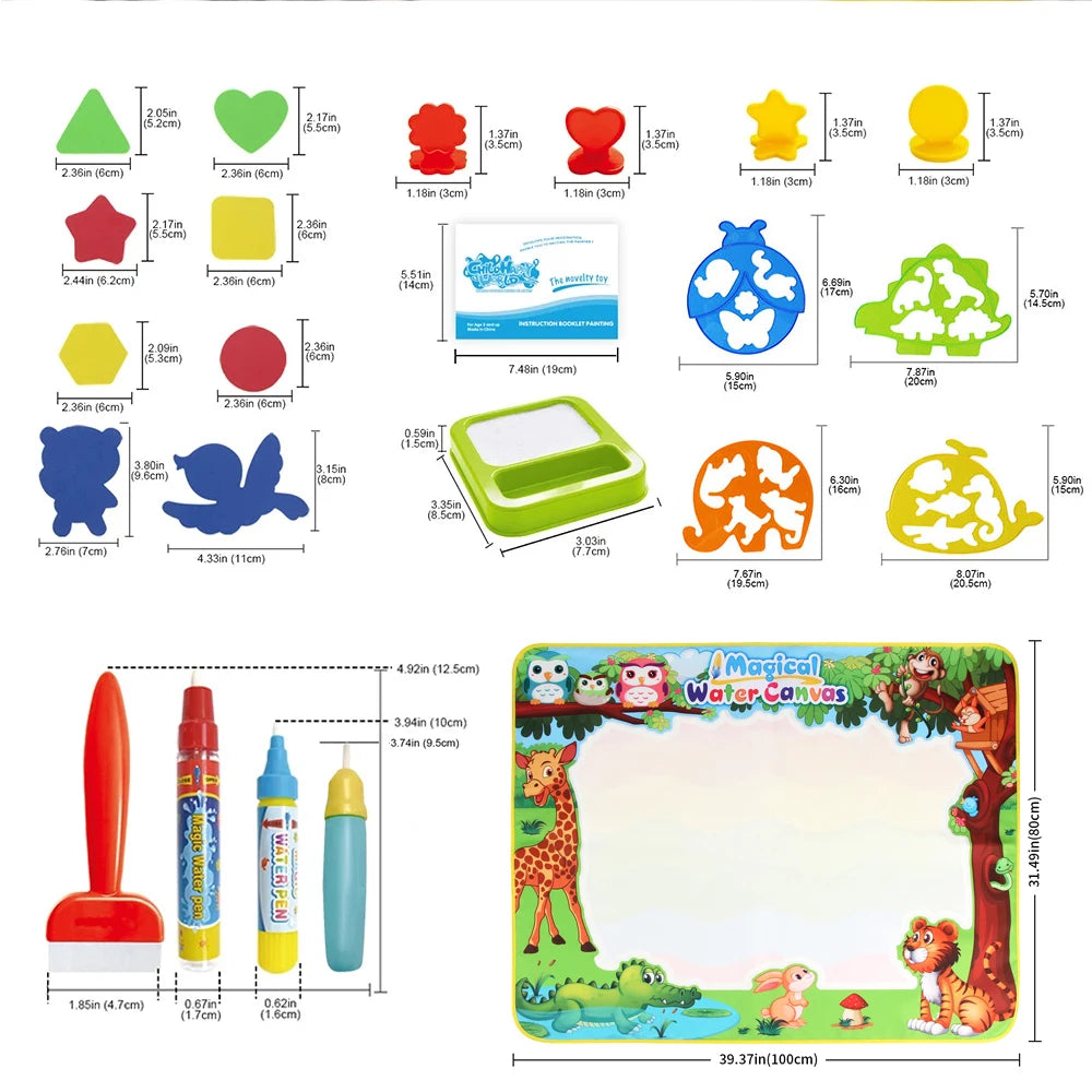 100x80CM Magic Water Drawing Mat – uudelleenkäytettävä Doodle Board Montessori Educational Lelu lapsille