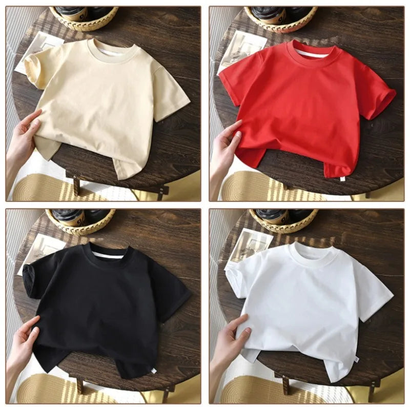 2-10Y Childrens Puhtaan puuvillan lyhythihainen pusero T-paita – Baby Boys & Girls Summer Tops