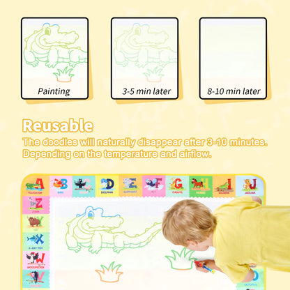 100x80CM Magic Water Drawing Mat – uudelleenkäytettävä Doodle Board Montessori Educational Lelu lapsille