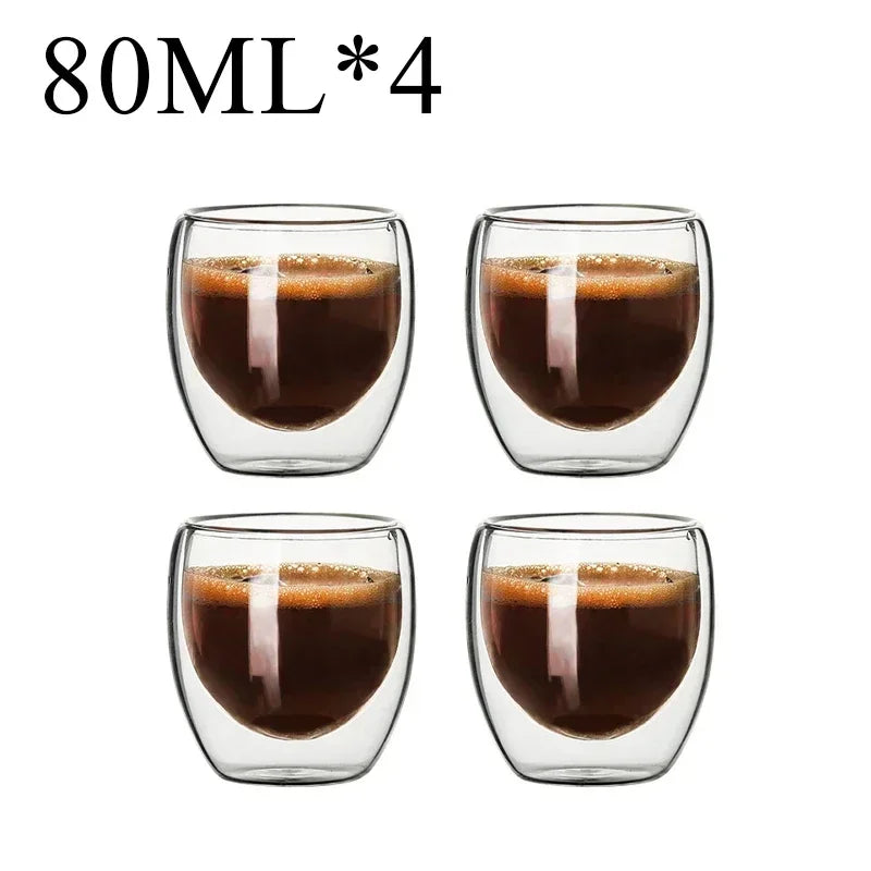 2-18PCS Double Wall High Borosilicate Lasimukit – Kuumuutta kestävät tee-, kahvi-, maito- ja mehukupit, Creative Bar Drinkware -lahjasarja