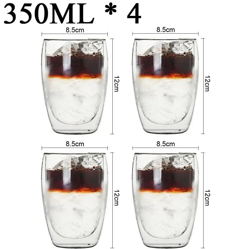 2-18PCS Double Wall High Borosilicate Lasimukit – Kuumuutta kestävät tee-, kahvi-, maito- ja mehukupit, Creative Bar Drinkware -lahjasarja