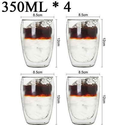 2-18PCS Double Wall High Borosilicate Lasimukit – Kuumuutta kestävät tee-, kahvi-, maito- ja mehukupit, Creative Bar Drinkware -lahjasarja