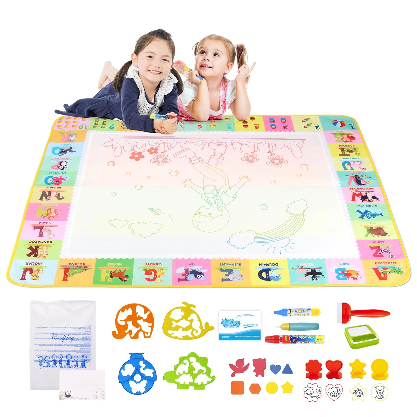 100x80CM Magic Water Drawing Mat – uudelleenkäytettävä Doodle Board Montessori Educational Lelu lapsille
