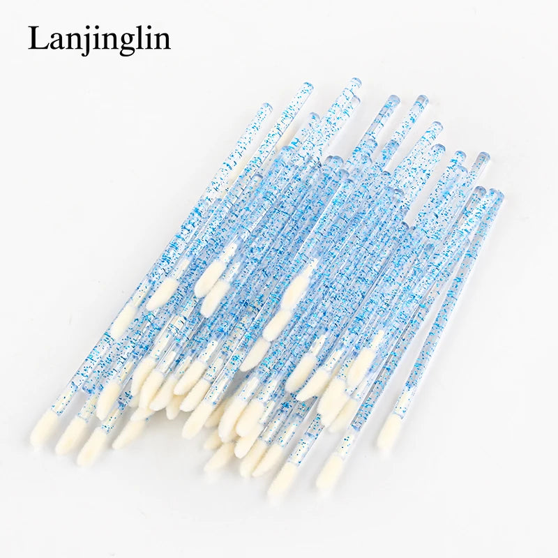 Lanjinglin 5/50 kpl Kertakäyttöiset huuliharjameikkiharjat – Lipstick Aplicator Wands & Eyelash Extension Tool, Professional Beauty Accessories