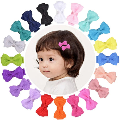 1.2 Inches Mini Hair Bows with Clip – Solid Colors Hair Grips for Kids & Baby Girl