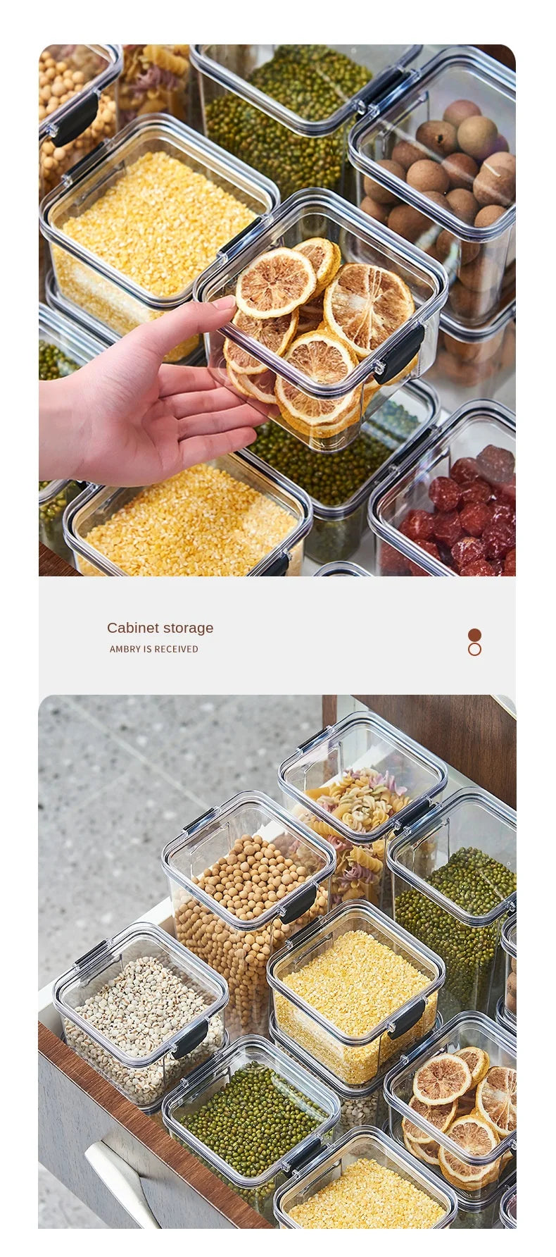1PC ilmatiivis tiivistetty säilytyspurkki – muovijyvää, pastaa ja maustepakkausta Moisture-Proof Kitchen Organisator Box