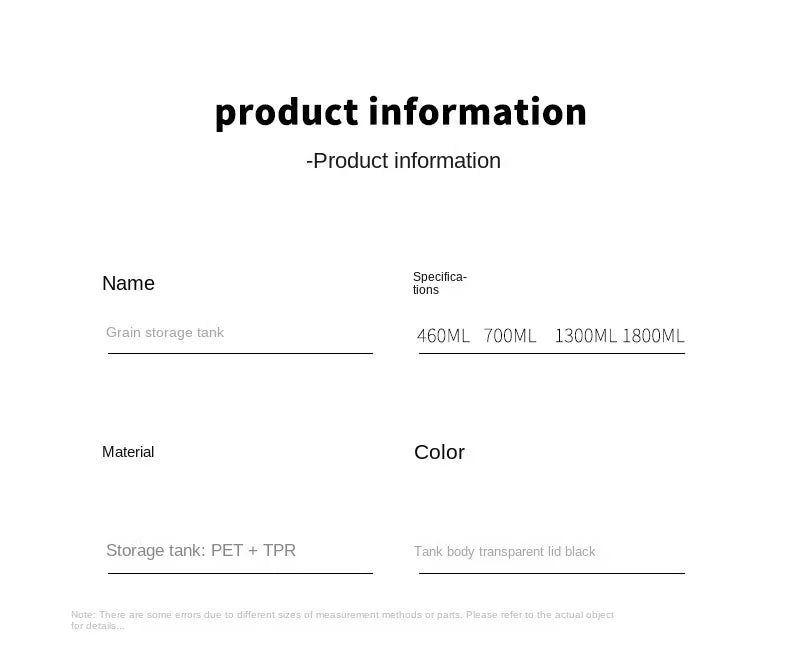 1PC ilmatiivis tiivistetty säilytyspurkki – muovijyvää, pastaa ja maustepakkausta Moisture-Proof Kitchen Organisator Box