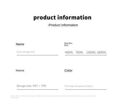 1PC ilmatiivis tiivistetty säilytyspurkki – muovijyvää, pastaa ja maustepakkausta Moisture-Proof Kitchen Organisator Box